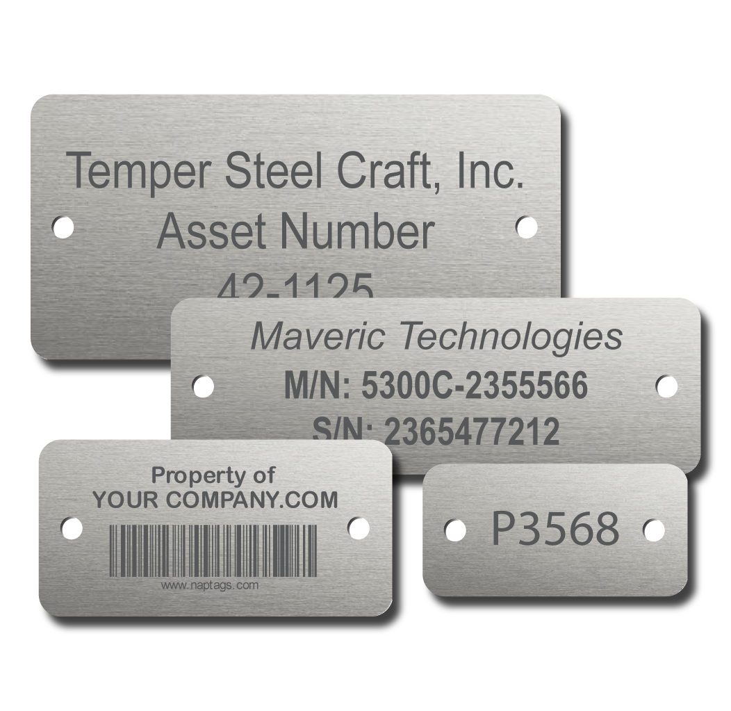 1-1/2 x 3/4 (.022 Thickness) Engraved Stainless Steel Tags 316 Grade -  Rectangle